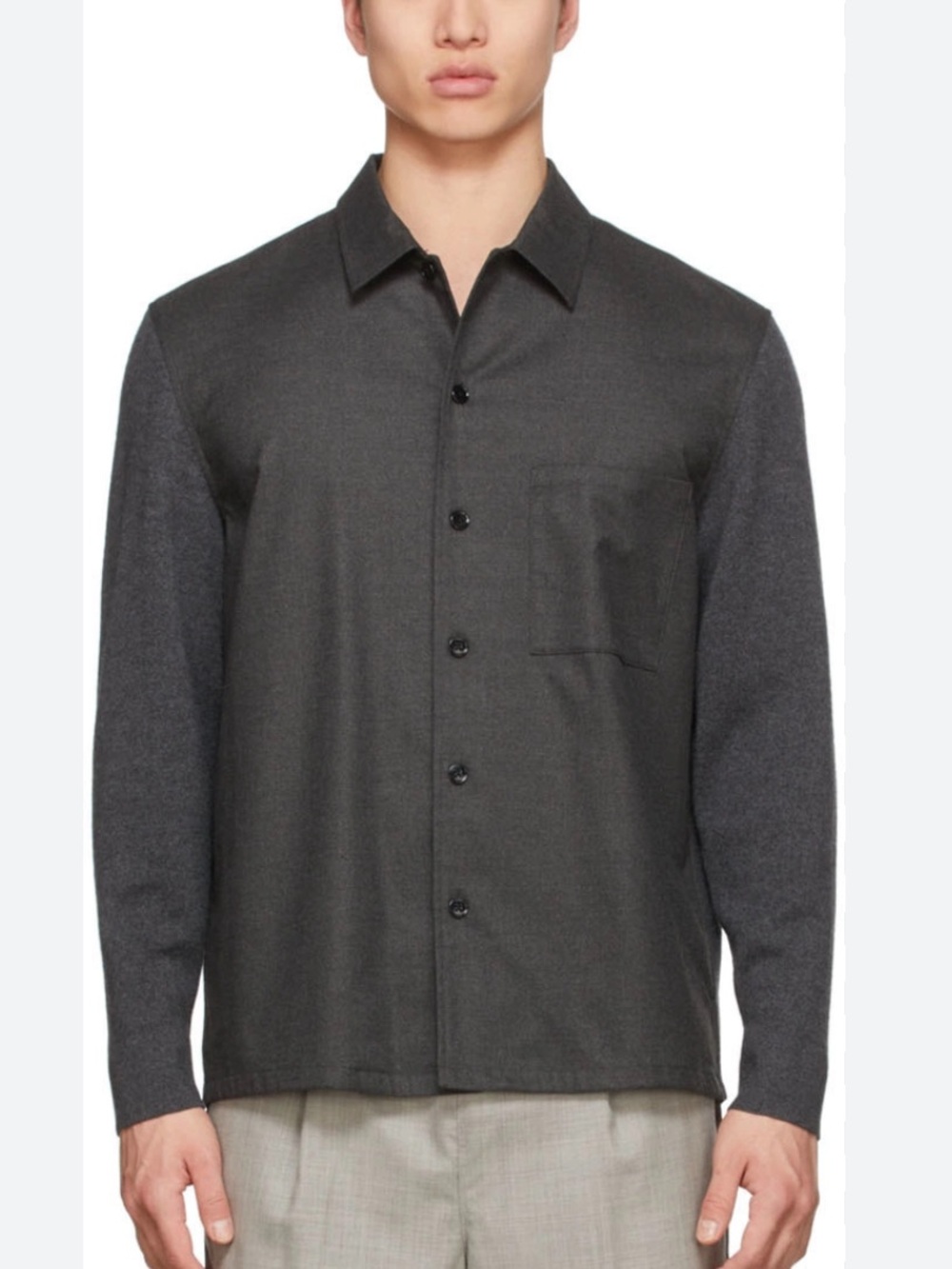 Theory Charcoal Gray Long-Sleeve Button-Down Shirt